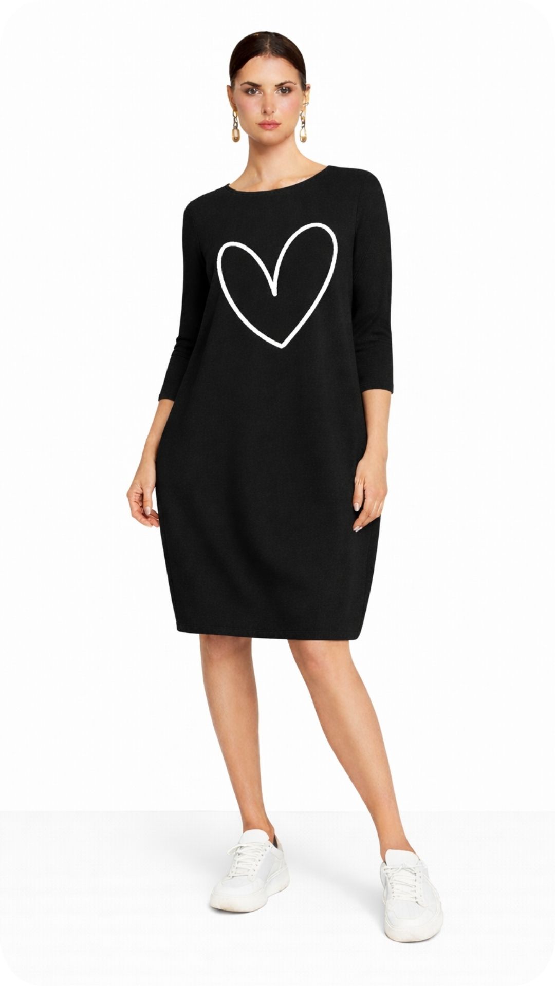 Balončica Heart - pamučna haljina, crvena i crna