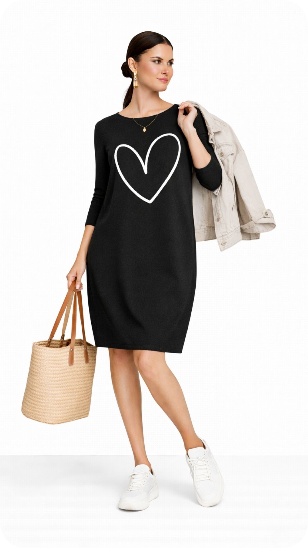 Balončica Heart - pamučna haljina, crvena i crna