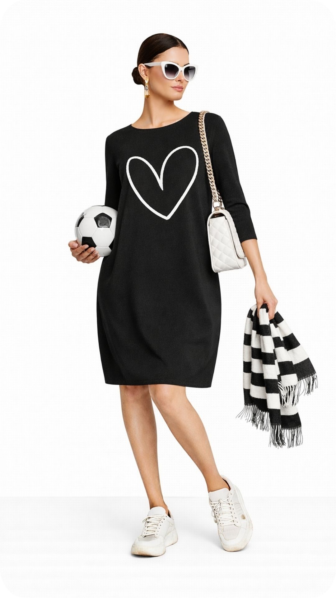 Balončica Heart - pamučna haljina, crvena i crna