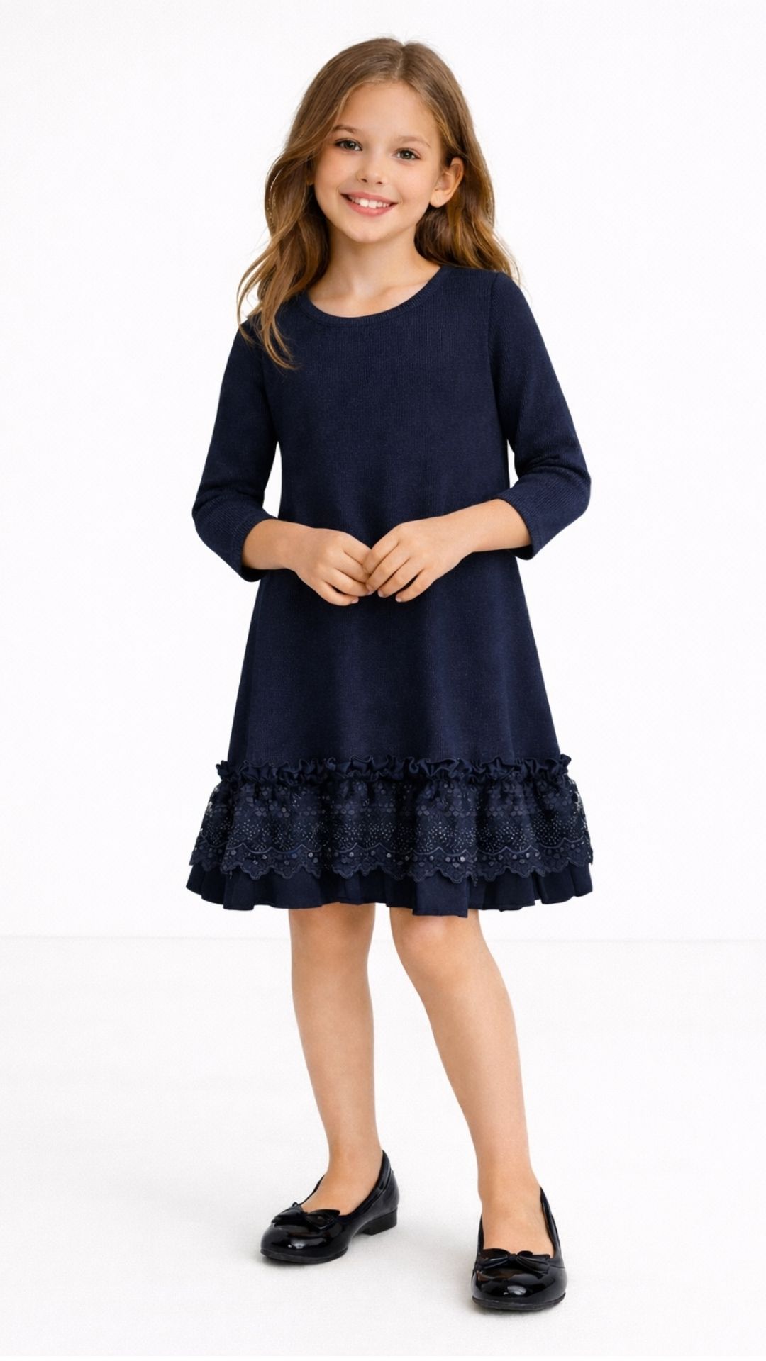 DONNEL Bruna haljina s čipkom, tamnoplava i crna